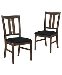 Sugift Set of 2 Wooden Dining Chairs with 20 Inch High Curved Back Upholstered Seats Farmhouse Style