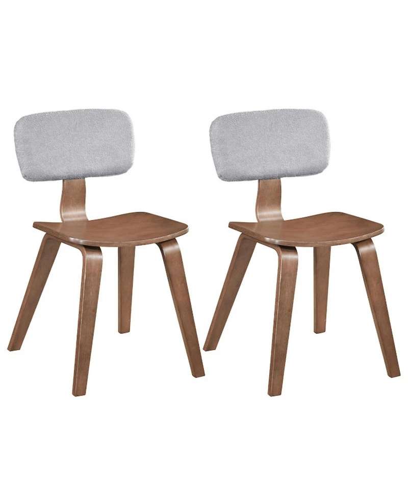 Sugift Teddy Velvet Dining Chairs Set of 2 Rubber Wood Frame Plush Padded Backrest and Contoured Seats