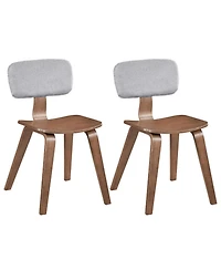 Sugift Teddy Velvet Dining Chairs Set of 2 Rubber Wood Frame Plush Padded Backrest and Contoured Seats