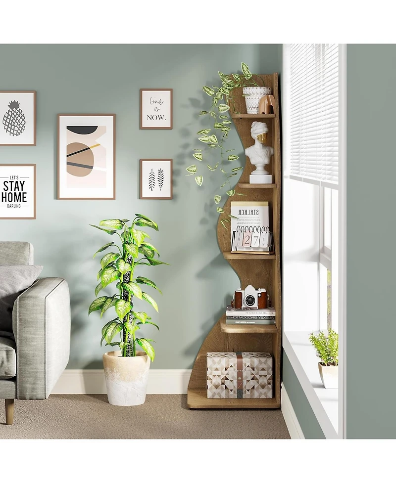 Tribesigns 5-Tier Corner Bookshelf with Unique Shape
