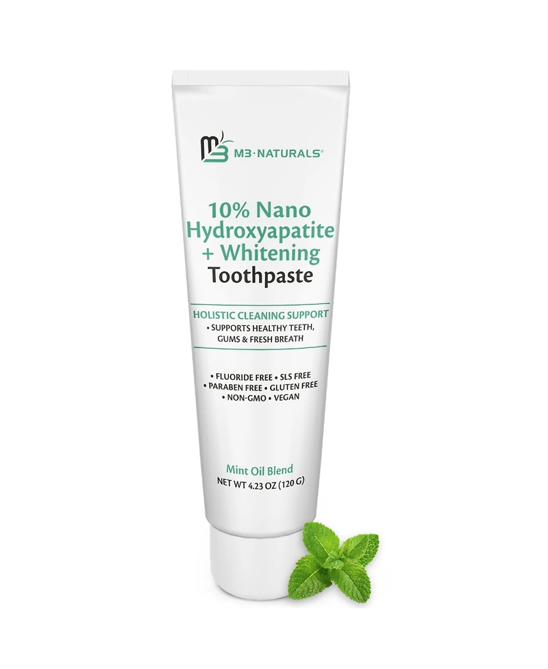 M3 Nano Hydroxyapatite Fluoride Free Whitening Toothpaste with Calcium, Mint and Spearmint 4.23 Ounce