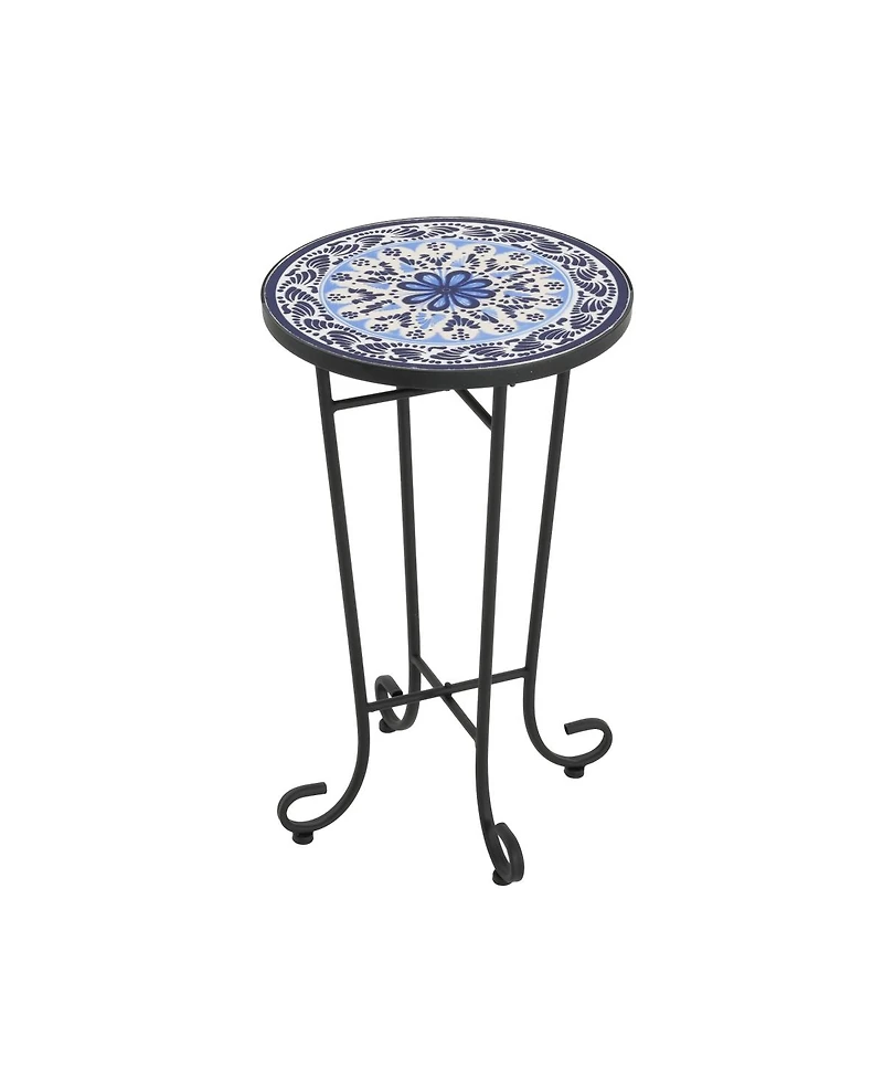 Streamdale Furniture French Country Ceramic Tile Top Outdoor Side Table