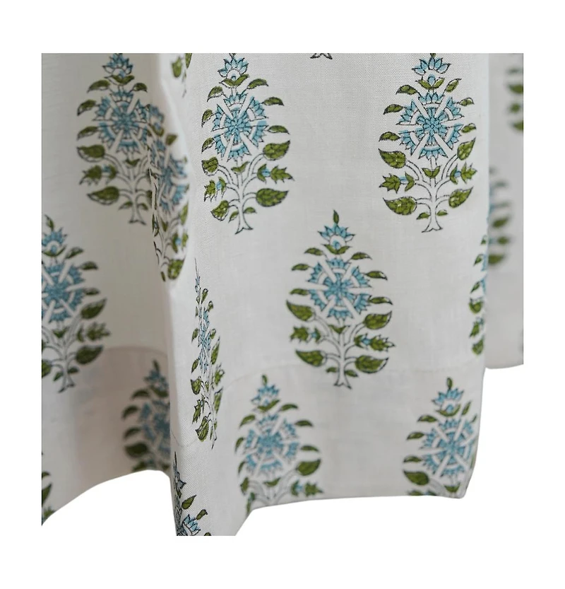 Fabdivine Floral Block Print Linen Curtain Handmade Boho Window Panel