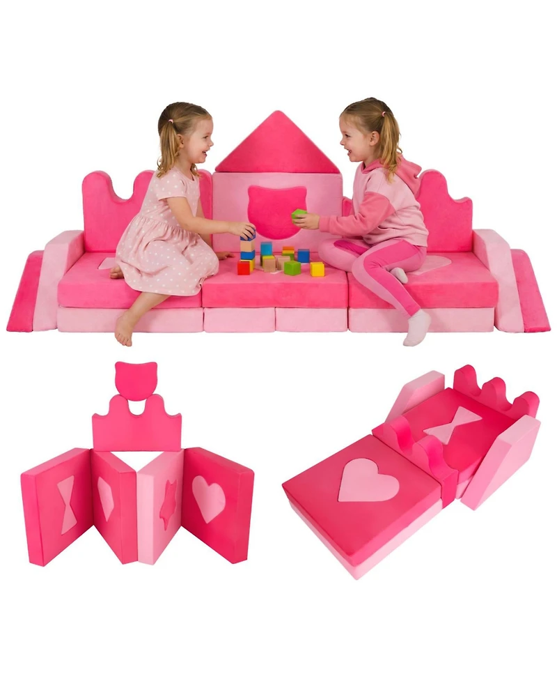 Slickblue 14-Piece Modular Kids Play Couch and Foam Climbing Block Set