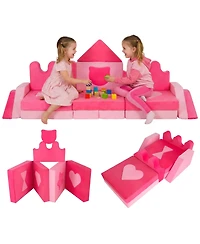 Slickblue 14-Piece Modular Kids Play Couch and Foam Climbing Block Set