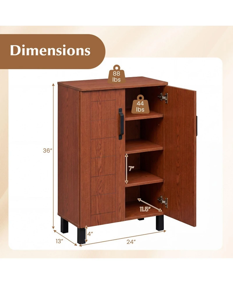 Sugift 5-Tier Freestanding Shoe Storage Cabinet with Detachable Shelves and Ventilation Holes
