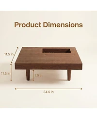 Streamdale Furniture Square Wooden Coffee Table with Storage, 34.5 Inches