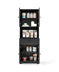 Sugift 67.5 Inch Tall Freestanding Storage Cabinet with 4 Doors Drawer and Adjustable Shelf