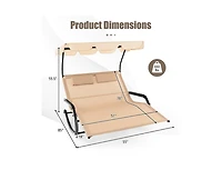 Boyel Living Outdoor 2 Persons Rocking Chaise Lounge with Canopy and Wheels