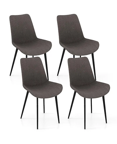 Sugift Set of 4 Upholstered Dining Chairs with Metal Legs and Padded Curved Backs