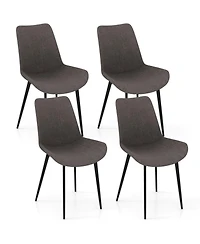 Sugift Set of 4 Upholstered Dining Chairs with Metal Legs and Padded Curved Backs
