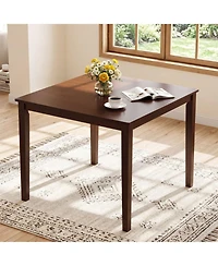 Sugift Farmhouse Square Dining Table for 4 with Solid Rubber Wood Frame and Reinforced Corners
