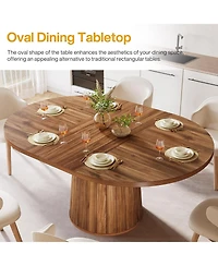 Tribesigns 55.11" Oval Dining Table for 6 with Pedestal