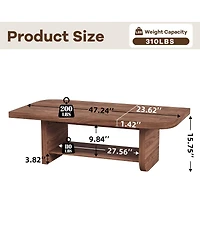 Streamdale Furniture 47.2" Fan-Shaped Coffee Table with Storage Shelf