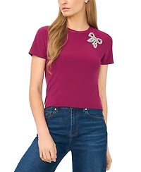 CeCe Women's Embellished Bow Tee