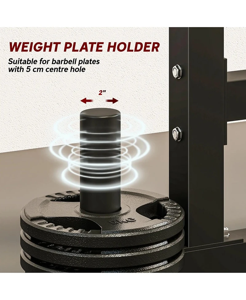 Sevorley Adjustable Squat Rack Stand with Dual Barbell Holders, Safety Spotters, Plate Storage, Heavy-Duty Steel Frame