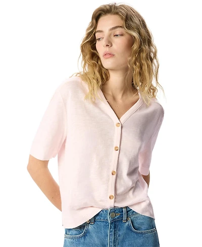 Whistles Women's Ella Cotton V-Neck Short-Sleeve Top
