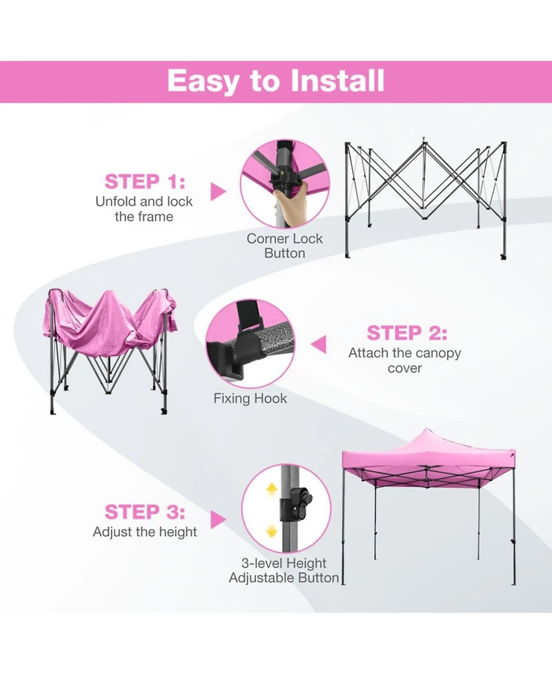 Sugift 10 x 10 feet Outdoor Pop Up Canopy Gazebo Shelter with Wheeled Storage Bag