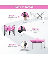 Sugift 10 x 10 feet Outdoor Pop Up Canopy Gazebo Shelter with Wheeled Storage Bag