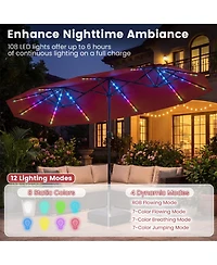 Sugift Double-Sided Patio Umbrella Solar Color Changing Led with 12 Modes