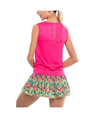 Lucky In Love Women's Twist Front Tennis Crewneck Semi-fitted Tank Top