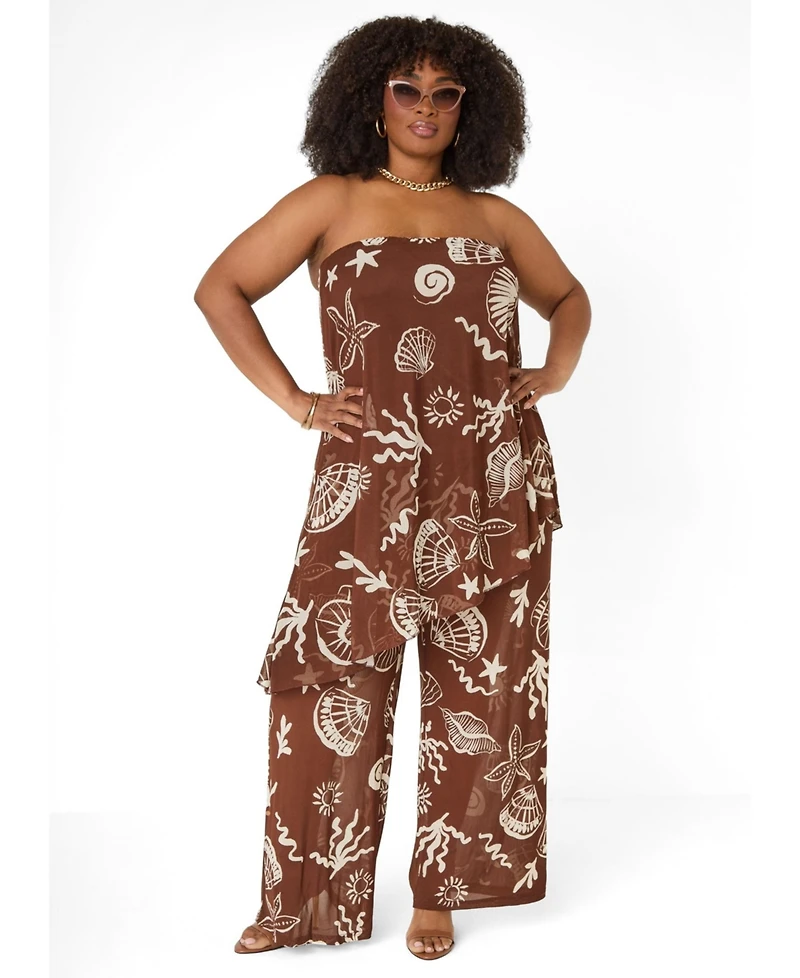 Ashley Stewart Plus Mesh Asymmetric-Hemline Strapless Tube Top