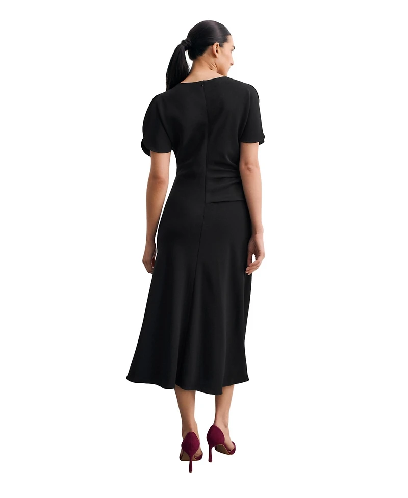 The Fold Women's Salerno Boat-Neck Short-Sleeve A-Line Midi Dress