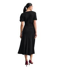 The Fold Women's Salerno Boat-Neck Short-Sleeve A-Line Midi Dress