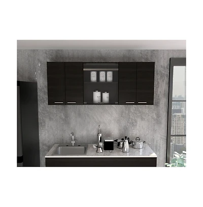 Fm Furniture Verona Wall-Mounted Kitchen Storage Cabinet with Glass Display Doors
