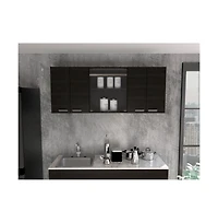 Fm Furniture Verona Wall-Mounted Kitchen Storage Cabinet with Glass Display Doors