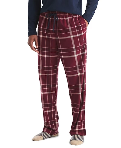Nautica Men's Cozy Open Bottom Plaid Fleece Relaxed-fit Pajama Pants