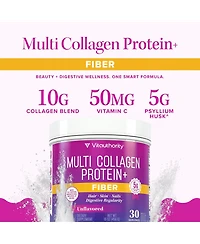 Vitauthority Multi Collagen Protein Powder Plus Fiber, Unflavored, 30 Servings