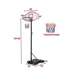 Sugift Adjustable Basketball Hoop Stand with Wheels 5.8 to 6.8 Feet