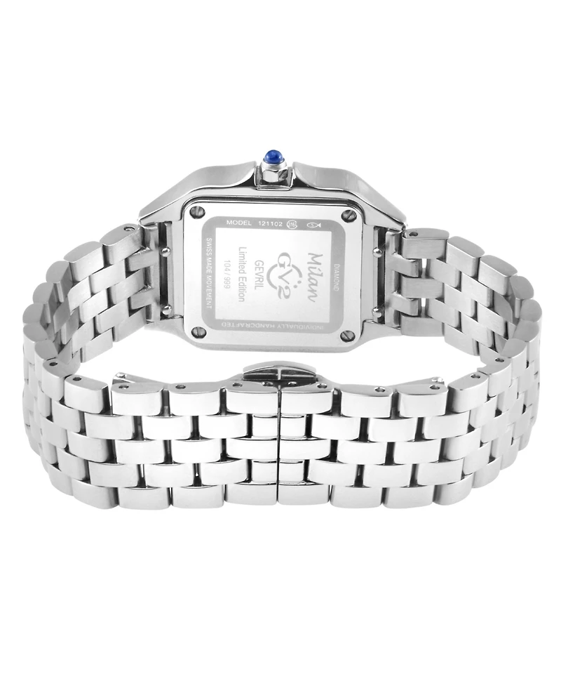 GV2 Women's Milan Swiss Quartz Silver Stainless Steel Bracelet Diamond Watch