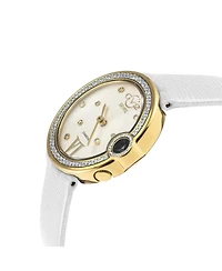 GV2 Women's Perugia Swiss Quartz White Italian Leather Strap Diamond Watch
