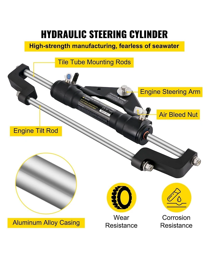 Sugift Hydraulic Outboard Boat Steering Kit 300 Hp with Helm Pump Cylinder and 20 feet Hoses