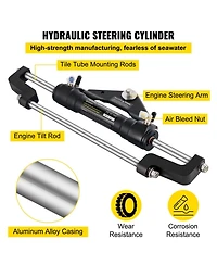 Sugift Hydraulic Outboard Boat Steering Kit 300 Hp with Helm Pump Cylinder and 20 feet Hoses
