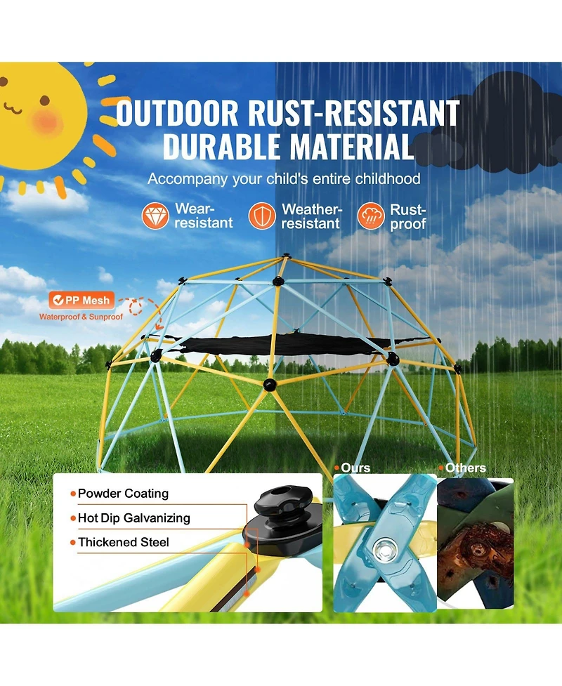 Zeny Climbing Dome, for Kids 3 to 10 Years Old,10FT Geometric Dome Climber with Hammock and Swing, Jungle Gym Supports 750LBS