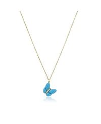The Lovery Asymmetrical Turquoise Butterfly Necklace 14K Gold-Plated Sterling Silver