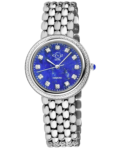 GV3 Women's Arezzo Swiss Quartz Silver Stainless Steel Bracelet Diamond Watch