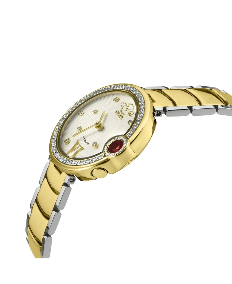 GV2 Women's Perugia Swiss Quartz Two-Tone Ss/Ipyg Stainless Steel Bracelet Diamond Watch