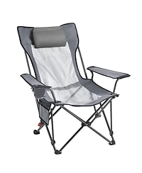 ECHTPeak 4 Adjustable Positions Portable Folding Lounger,Headrest and Foot Rest, Supports 220 lbs, Heavy Duty Camp Chairs for Patio