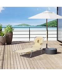 ECHTPeak Folding Chaise Lounge Pool Chair, Patio Sun Tanning Chair, Outdoor Lounge Chair with 4-Position Reclining Back, Breathable Mesh Seat