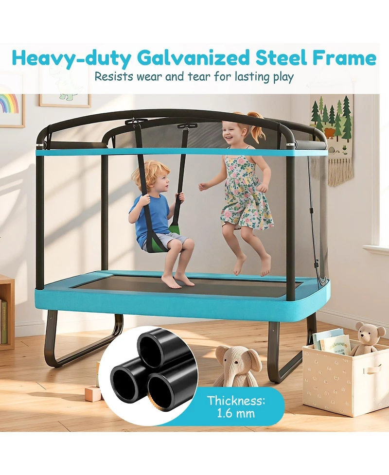 Gymax 6 Ft Kids Trampoline w/Swing Safety Enclosure Net Gift for Boys Girls Age 3 Plus