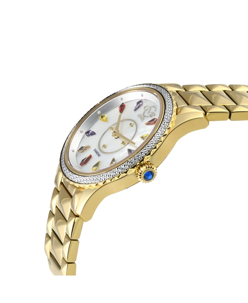 GV2 by Gevril Women's Siena Swiss Quartz Ip Stainless Steel Bracelet Diamond Watch