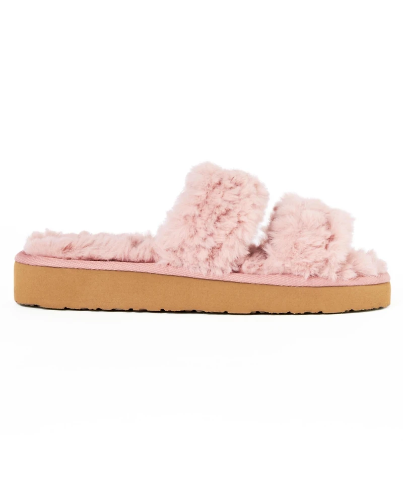 Minnetonka Women's Teddy Two Band Faux Fur Slippers