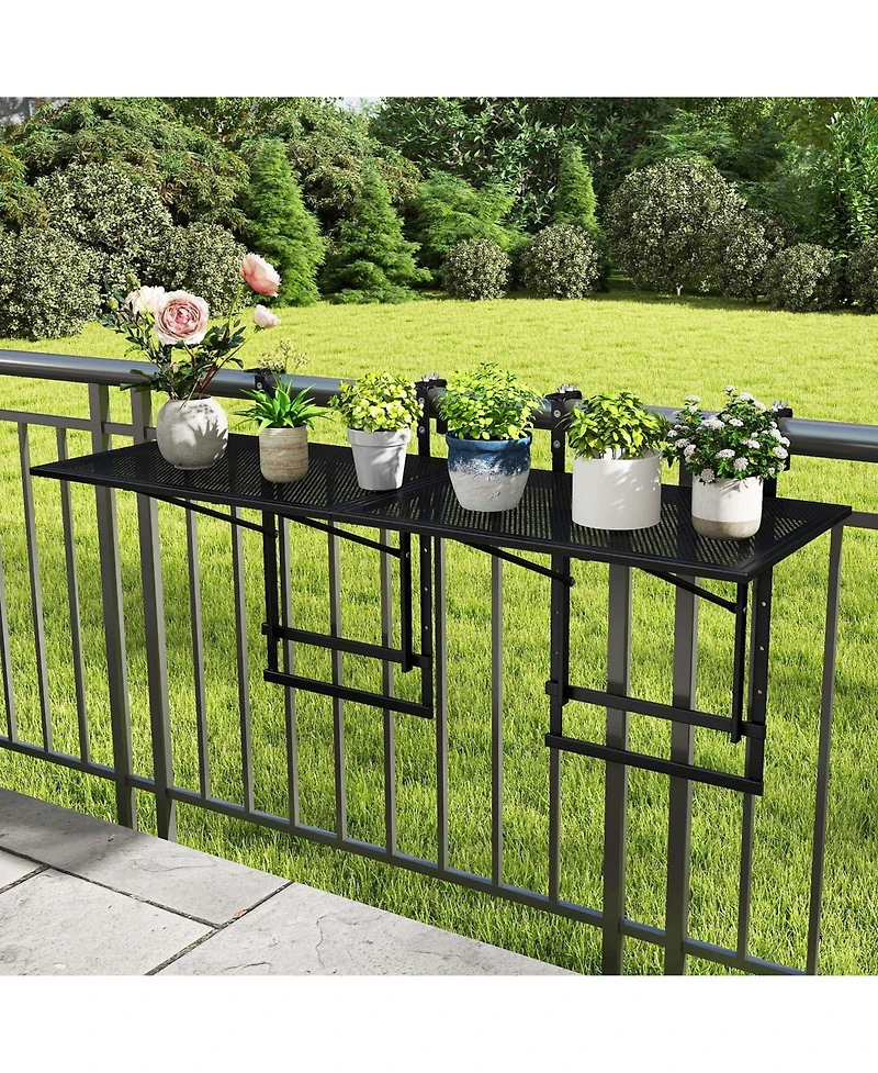 Gymax 2Piece 48'' Connectable Metal Folding Hanging Bar Table w/5-Level Adjustable Height