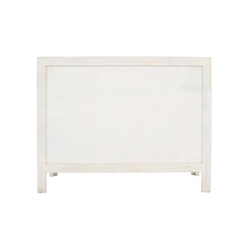 Jofran Jolie Rustic Solid Wood Global Boho Hand Carved Accent Chest with Three Drawers