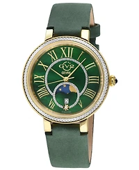 GV2 by Gevril Women's Genoa Swiss Quartz Italian Leather Suede Strap Diamond Watch