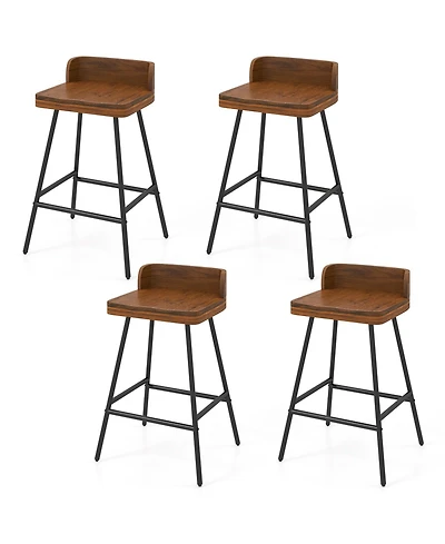 Gymax 4piece 24'' Counter Height Bar Stool w/Low Back Metal Legs Footrest for Kitchen